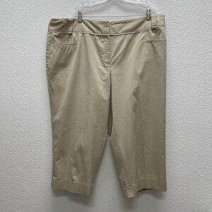 Rafaella Woman Womens Plus 22W Capri Pants Khaki Cuffed Tan Dressy Casual